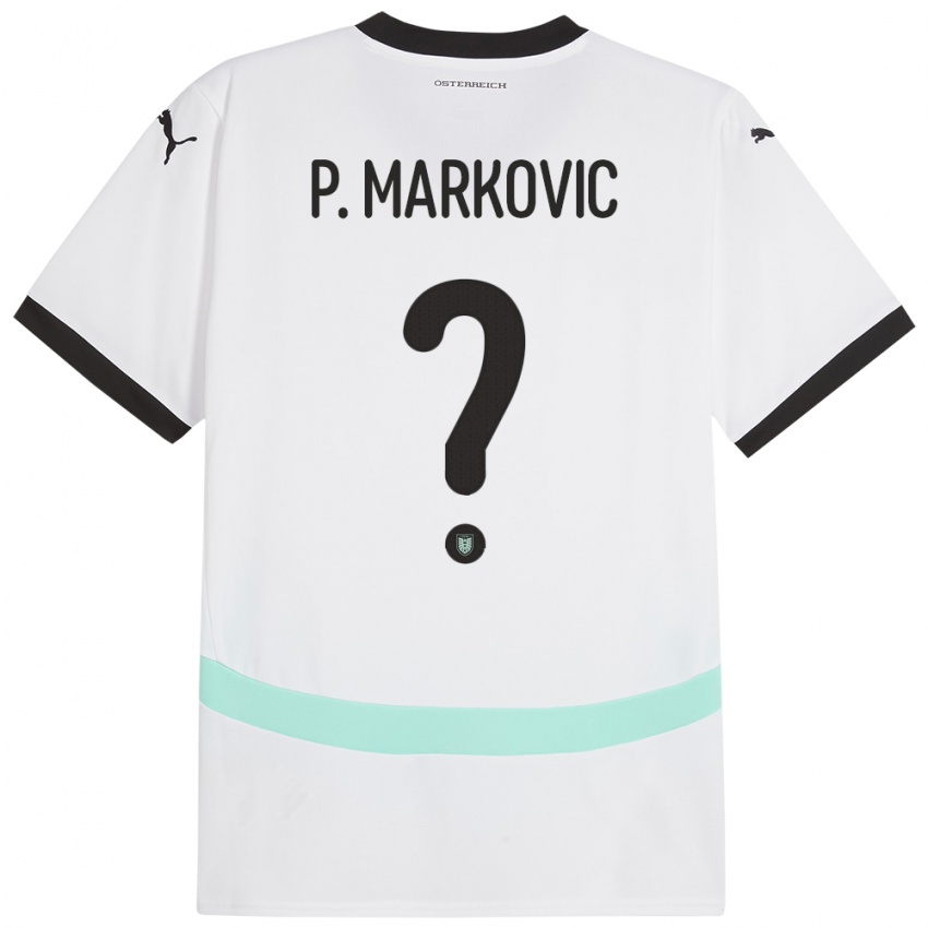 Kinder Österreich Petar Markovic #0 Weiß Auswärtstrikot Trikot 24-26 T-Shirt