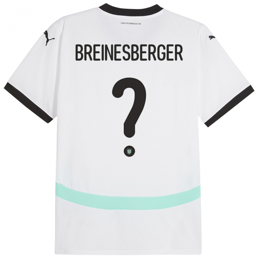 Kinder Österreich Christoph Breinesberger #0 Weiß Auswärtstrikot Trikot 24-26 T-Shirt