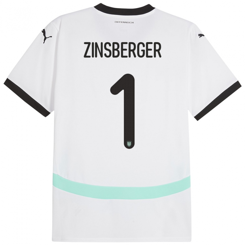 Kinder Österreich Manuela Zinsberger #1 Weiß Auswärtstrikot Trikot 24-26 T-Shirt