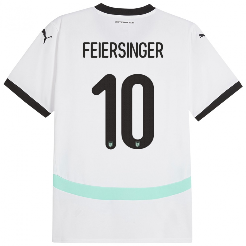 Kinder Österreich Laura Feiersinger #10 Weiß Auswärtstrikot Trikot 24-26 T-Shirt