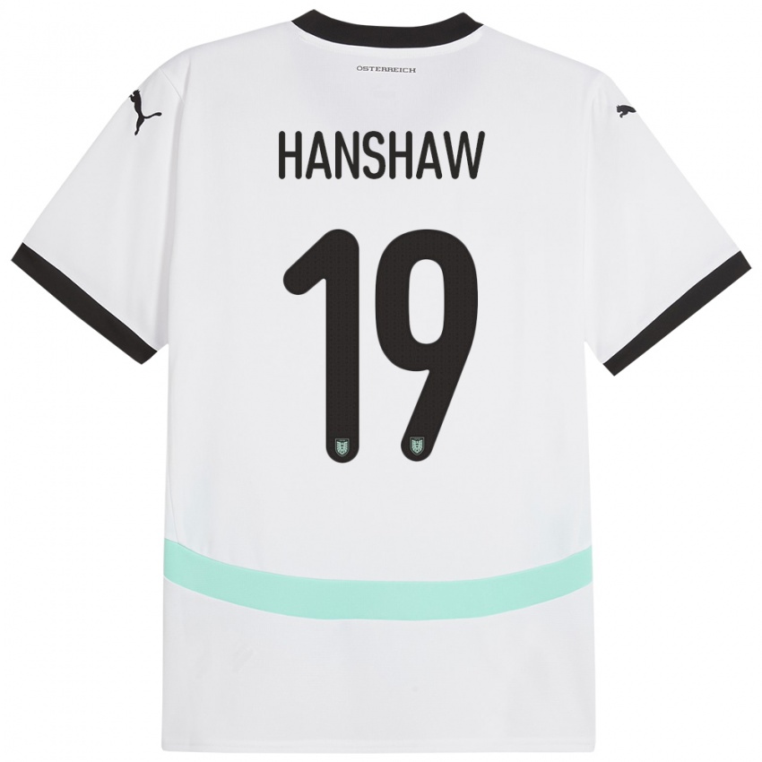 Kinder Österreich Verena Hanshaw #19 Weiß Auswärtstrikot Trikot 24-26 T-Shirt