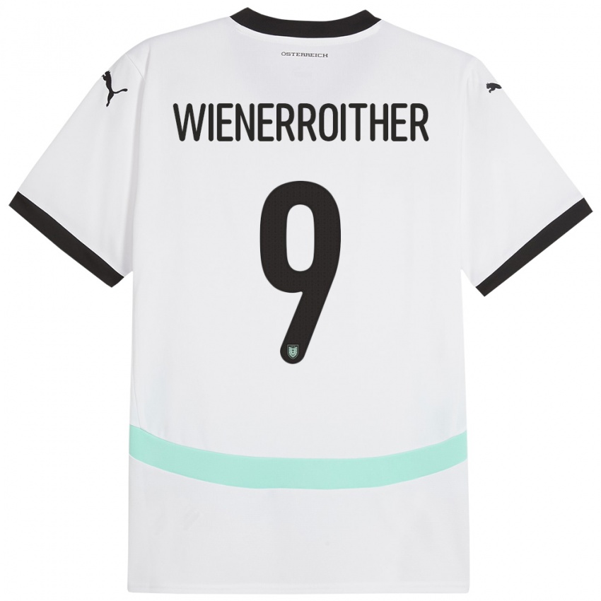 Kinder Österreich Katja Wienerroither #9 Weiß Auswärtstrikot Trikot 24-26 T-Shirt