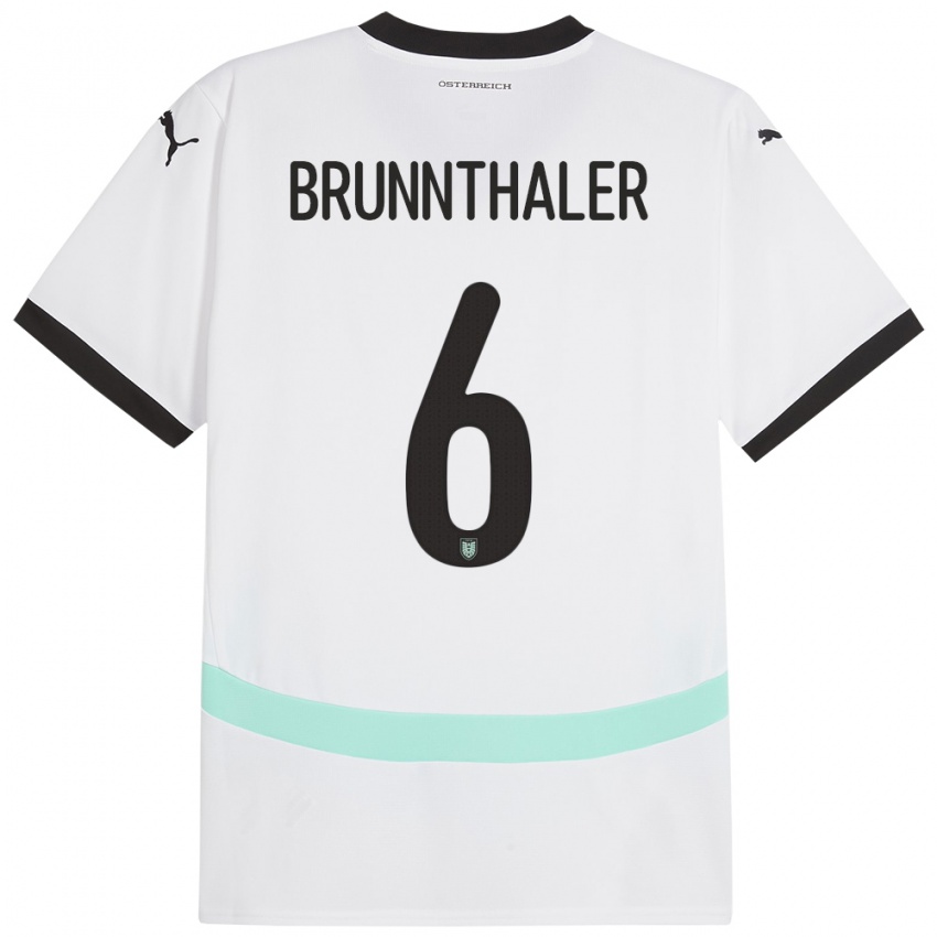 Kinder Österreich Melanie Brunnthaler #6 Weiß Auswärtstrikot Trikot 24-26 T-Shirt