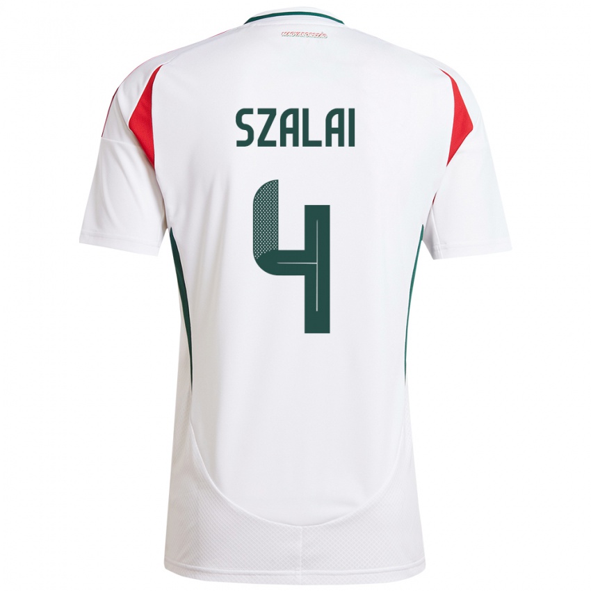 Kinder Ungarn Attila Szalai #4 Weiß Auswärtstrikot Trikot 24-26 T-Shirt