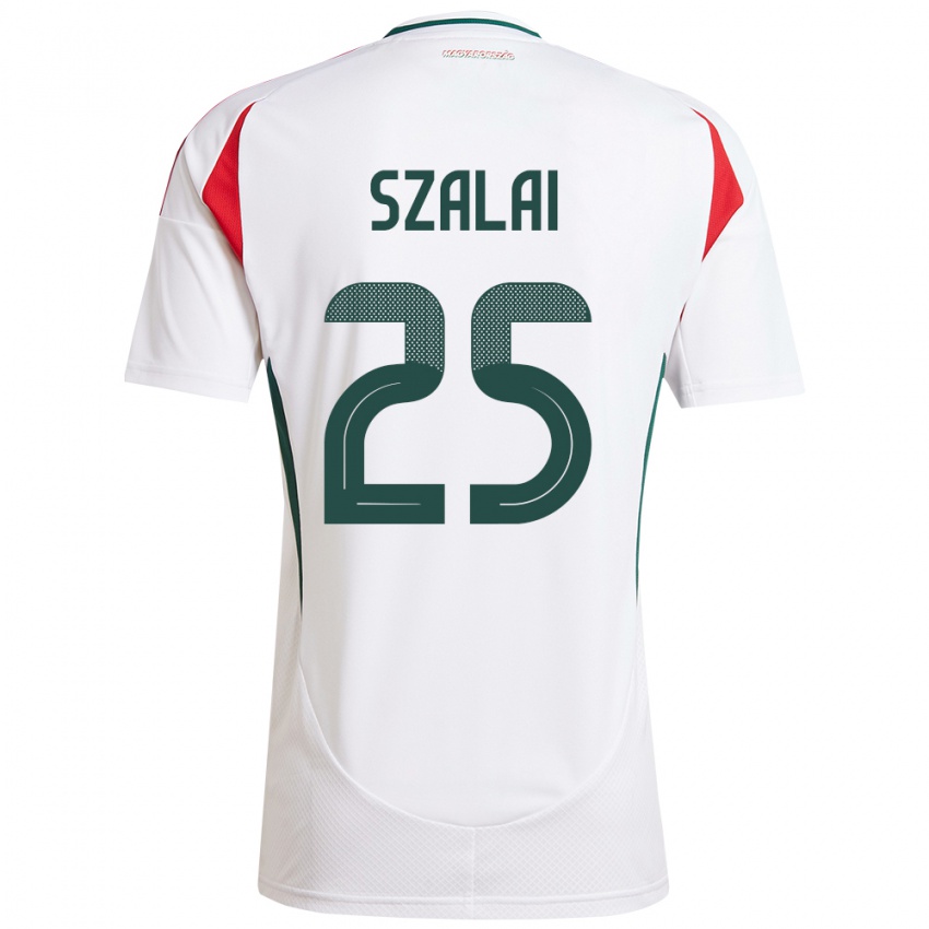 Kinder Ungarn Gábor Szalai #25 Weiß Auswärtstrikot Trikot 24-26 T-Shirt