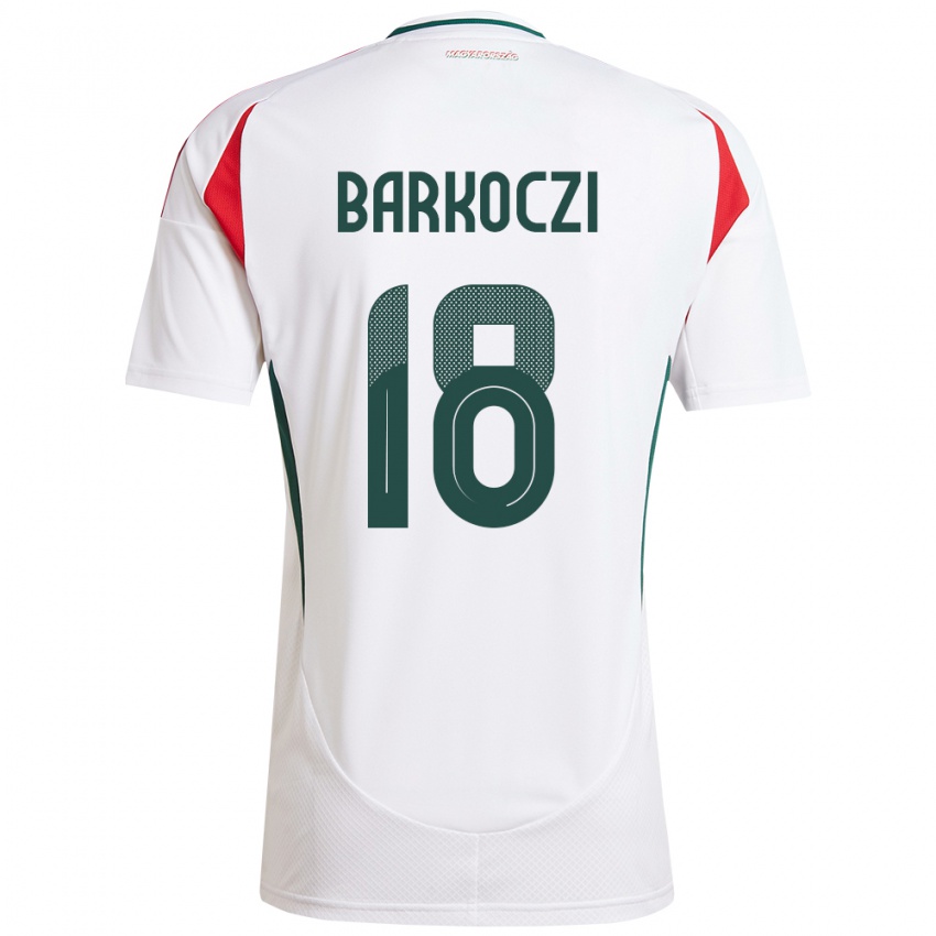 Kinder Ungarn Barnabás Barkóczi #18 Weiß Auswärtstrikot Trikot 24-26 T-Shirt