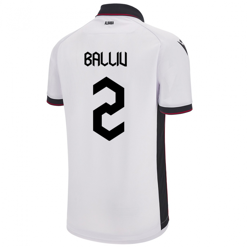 Kinder Albanien Iván Balliu #2 Weiß Auswärtstrikot Trikot 24-26 T-Shirt