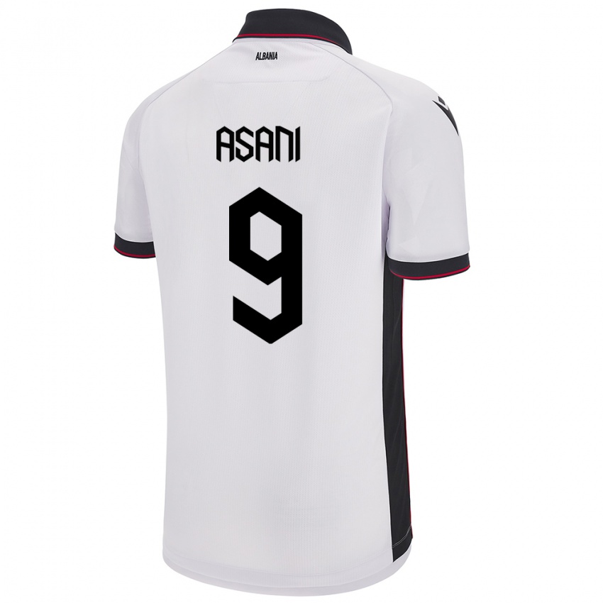 Kinder Albanien Jasir Asani #9 Weiß Auswärtstrikot Trikot 24-26 T-Shirt