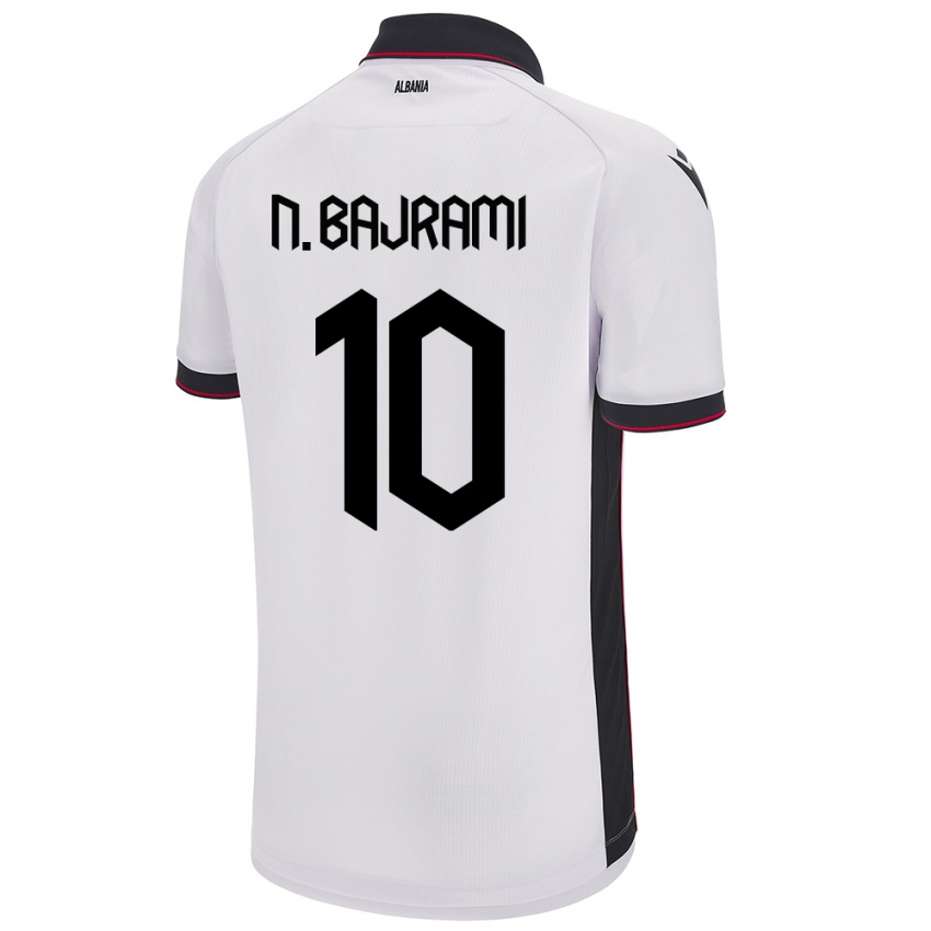 Kinder Albanien Nedim Bajrami #10 Weiß Auswärtstrikot Trikot 24-26 T-Shirt