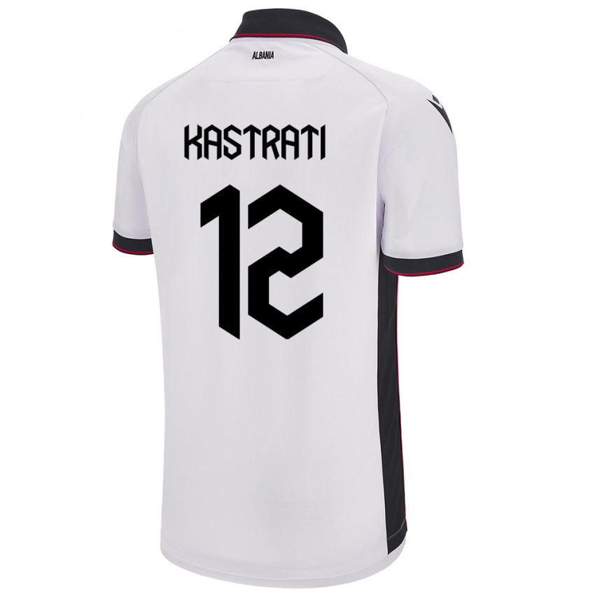 Kinder Albanien Elhan Kastrati #12 Weiß Auswärtstrikot Trikot 24-26 T-Shirt