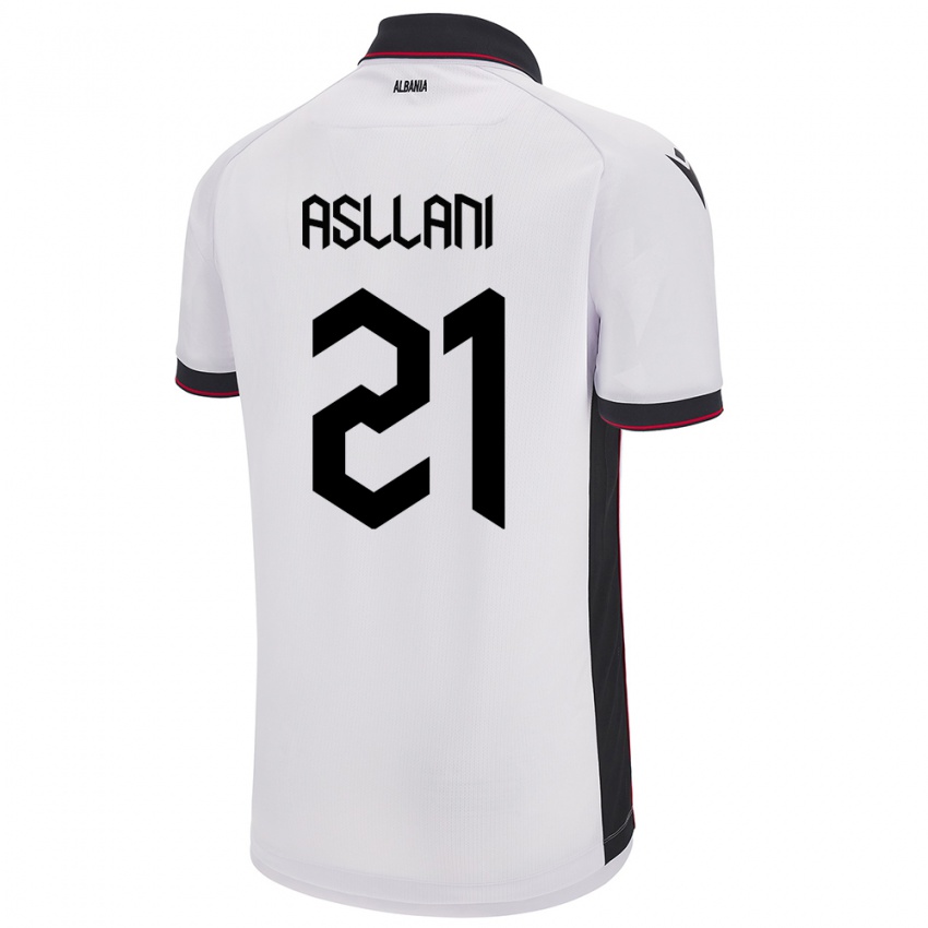 Kinder Albanien Kristjan Asllani #21 Weiß Auswärtstrikot Trikot 24-26 T-Shirt