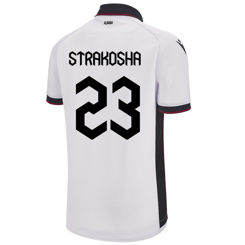 Kinder Albanien Thomas Strakosha #23 Weiß Auswärtstrikot Trikot 24-26 T-Shirt