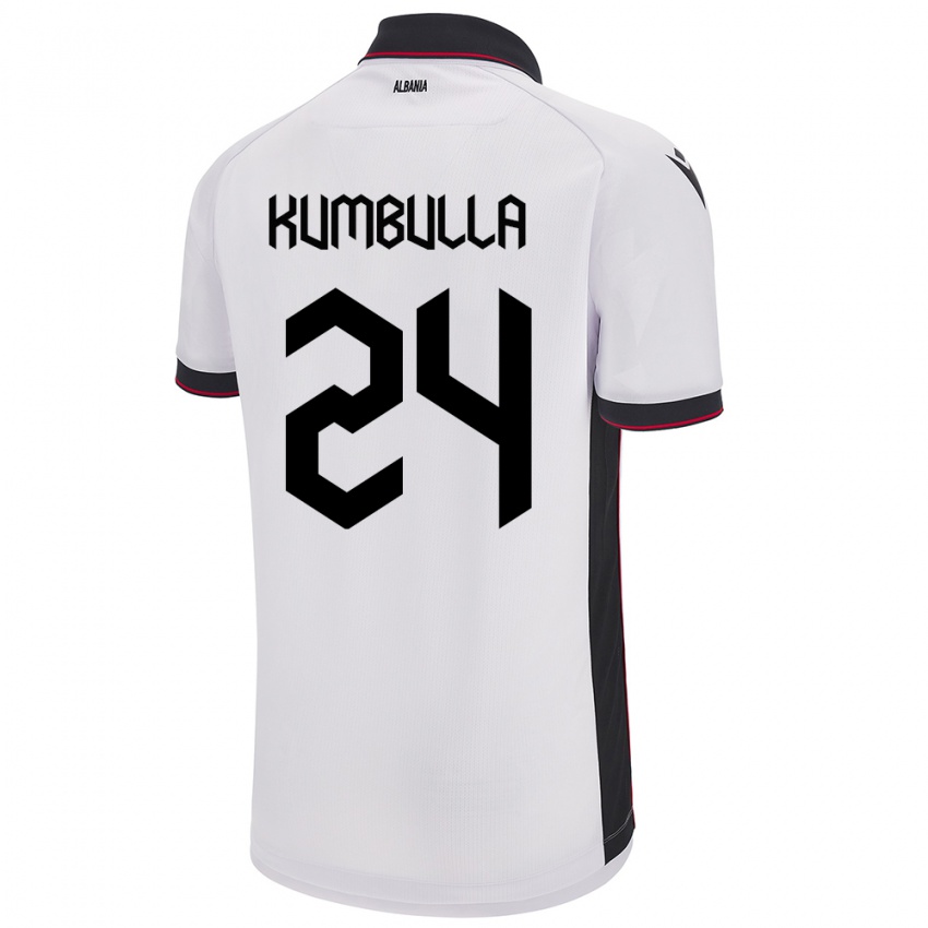 Kinder Albanien Marash Kumbulla #24 Weiß Auswärtstrikot Trikot 24-26 T-Shirt