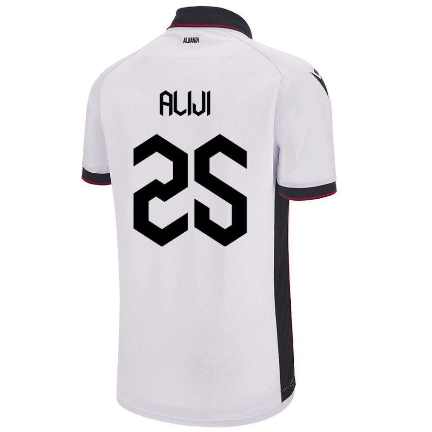 Kinder Albanien Naser Aliji #25 Weiß Auswärtstrikot Trikot 24-26 T-Shirt