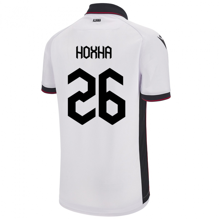 Kinder Albanien Arbër Hoxha #26 Weiß Auswärtstrikot Trikot 24-26 T-Shirt