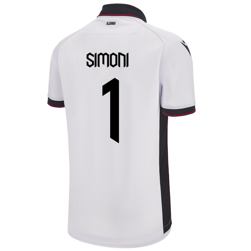 Kinder Albanien Simon Simoni #1 Weiß Auswärtstrikot Trikot 24-26 T-Shirt