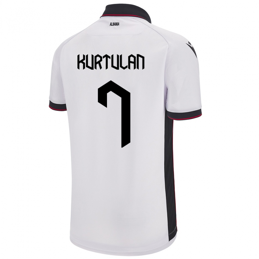 Kinder Albanien Arda Kurtulan #7 Weiß Auswärtstrikot Trikot 24-26 T-Shirt