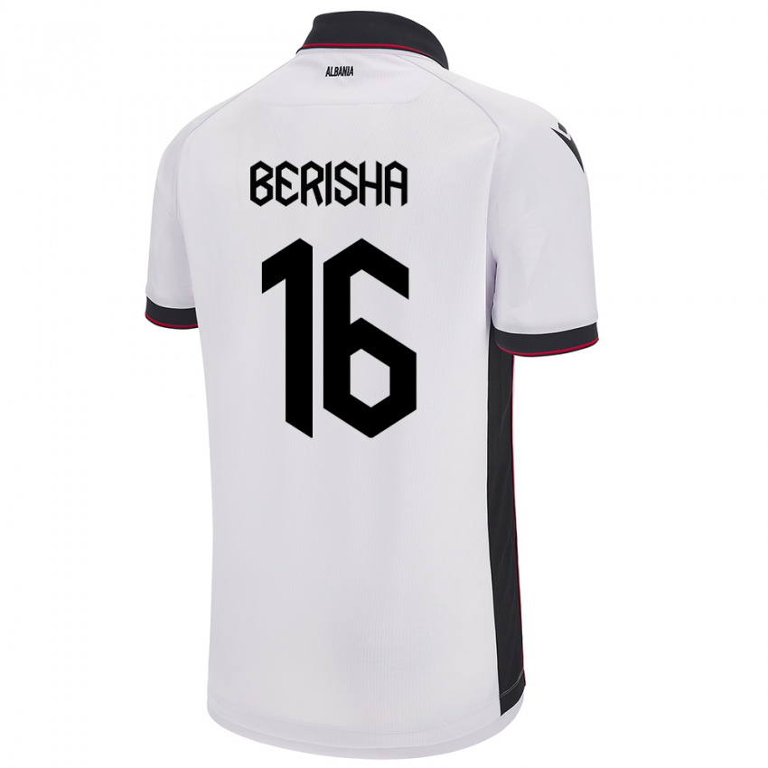 Kinder Albanien Medon Berisha #16 Weiß Auswärtstrikot Trikot 24-26 T-Shirt