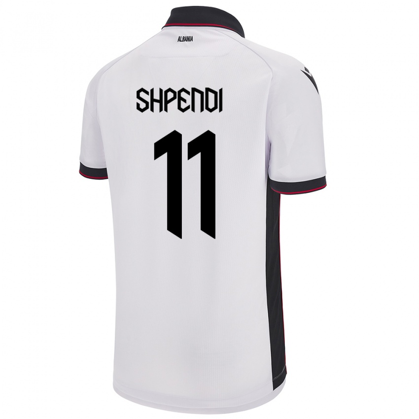 Kinder Albanien Stiven Shpendi #11 Weiß Auswärtstrikot Trikot 24-26 T-Shirt