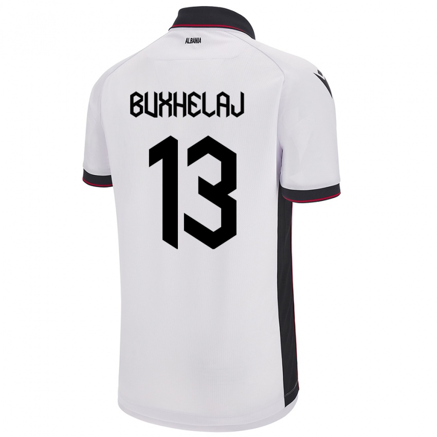 Kinder Albanien Paulo Buxhelaj #13 Weiß Auswärtstrikot Trikot 24-26 T-Shirt