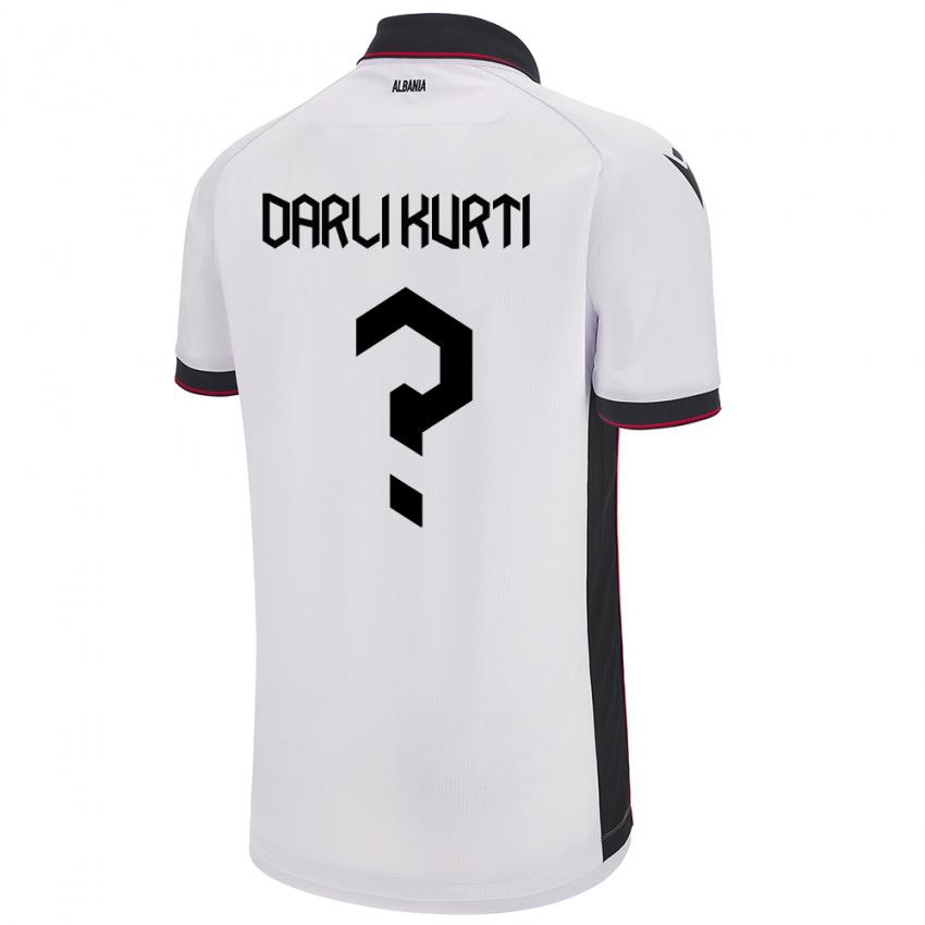 Kinder Albanien Darli Kurti #0 Weiß Auswärtstrikot Trikot 24-26 T-Shirt