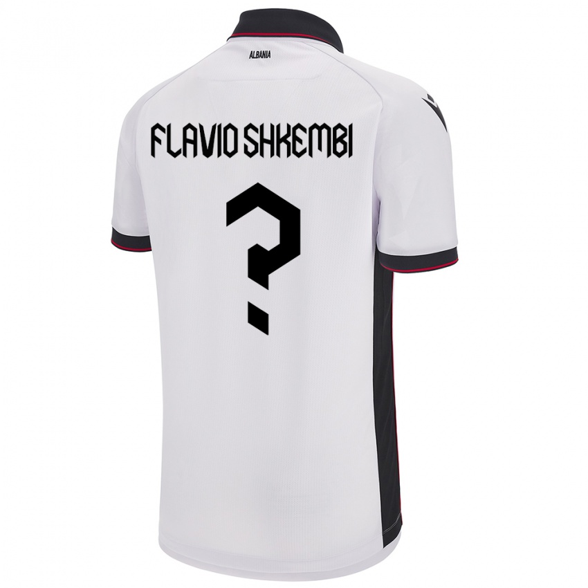 Kinder Albanien Flavio Shkembi #0 Weiß Auswärtstrikot Trikot 24-26 T-Shirt