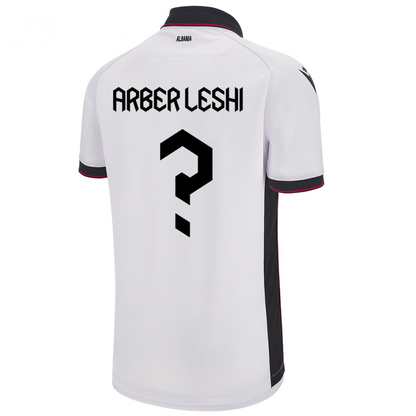 Kinder Albanien Arber Leshi #0 Weiß Auswärtstrikot Trikot 24-26 T-Shirt