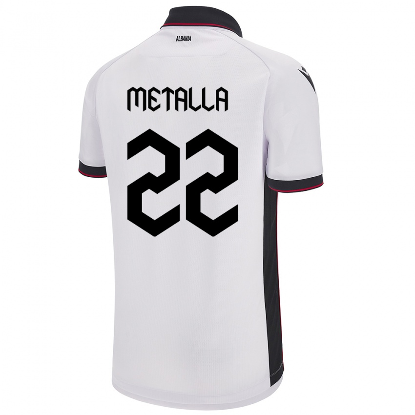 Kinder Albanien Mikaela Metalla #22 Weiß Auswärtstrikot Trikot 24-26 T-Shirt