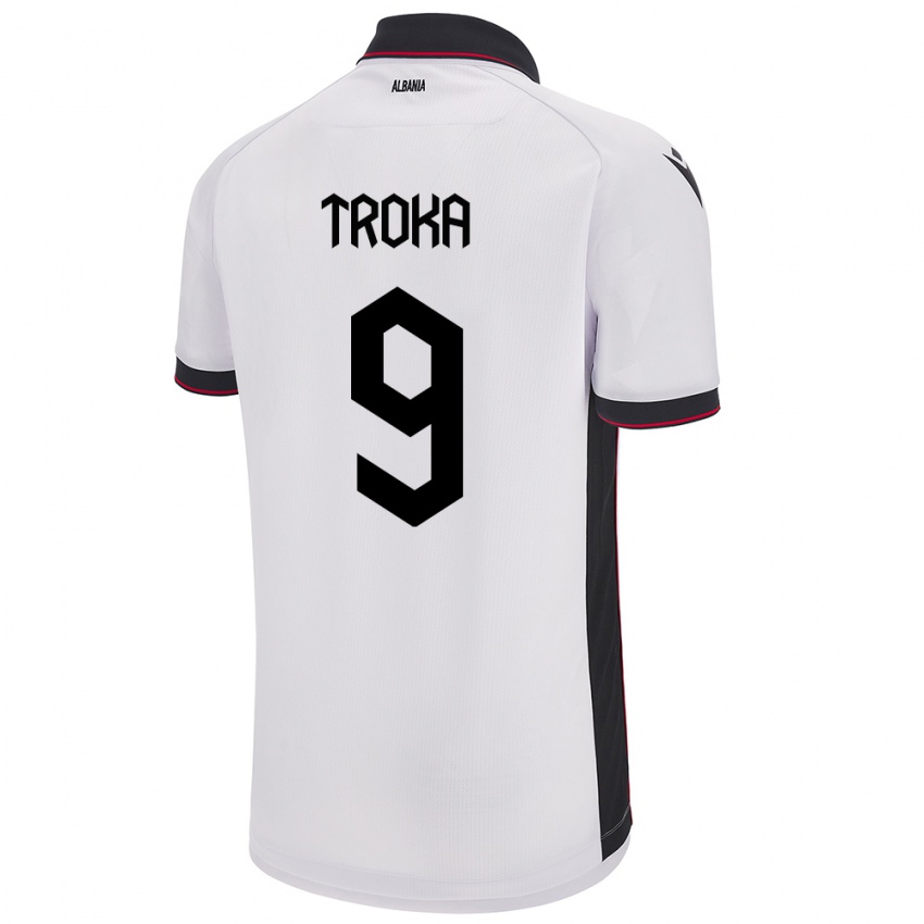 Kinder Albanien Valentina Troka #9 Weiß Auswärtstrikot Trikot 24-26 T-Shirt