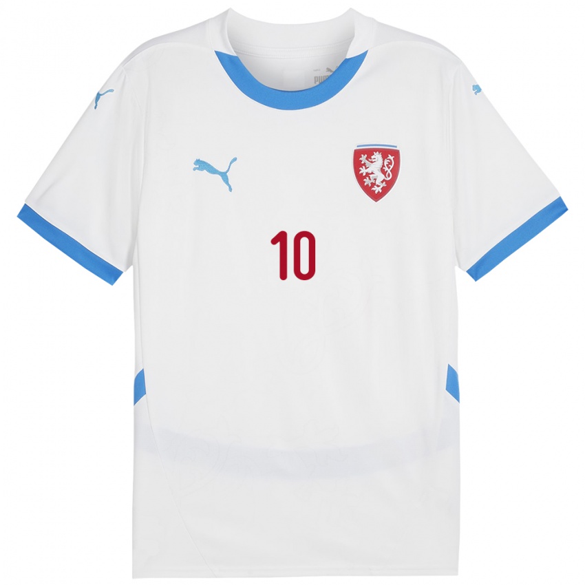 Kinder Tschechien David Vesely #10 Weiß Auswärtstrikot Trikot 24-26 T-Shirt