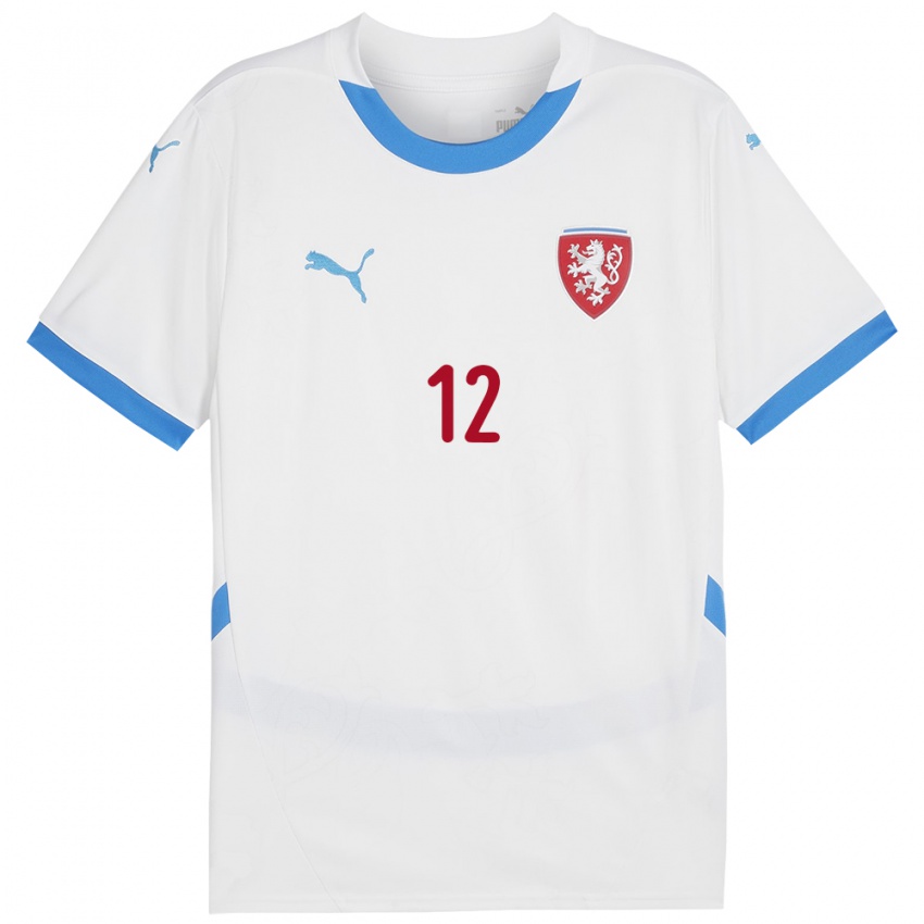 Kinder Tschechien Jakub Kolisek #12 Weiß Auswärtstrikot Trikot 24-26 T-Shirt