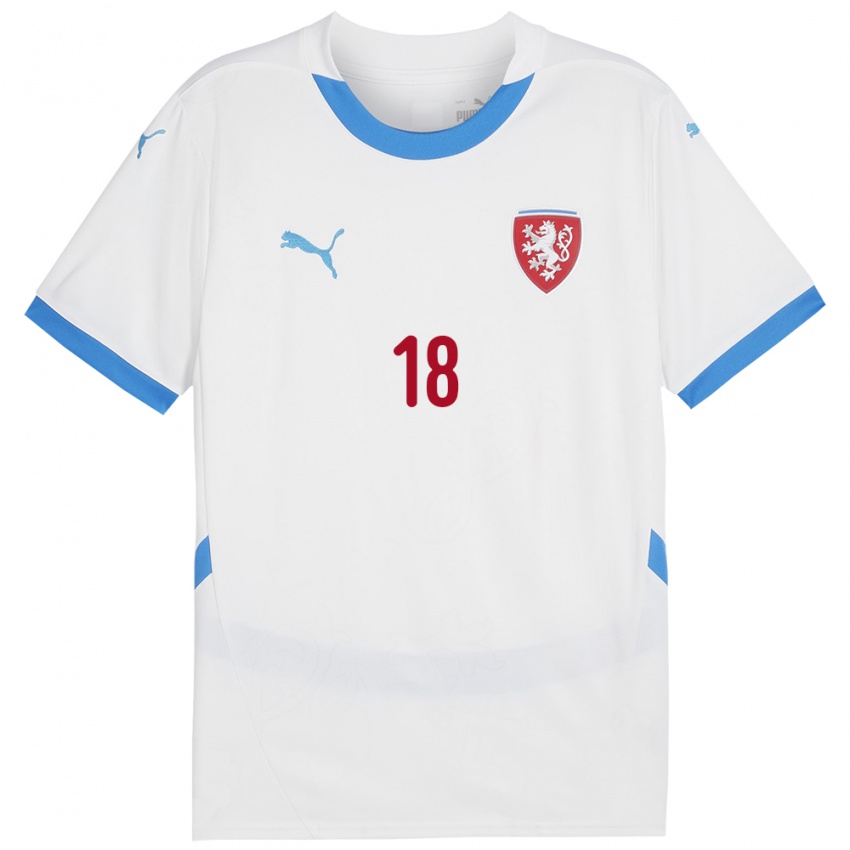 Kinder Tschechien Filip Prebsl #18 Weiß Auswärtstrikot Trikot 24-26 T-Shirt