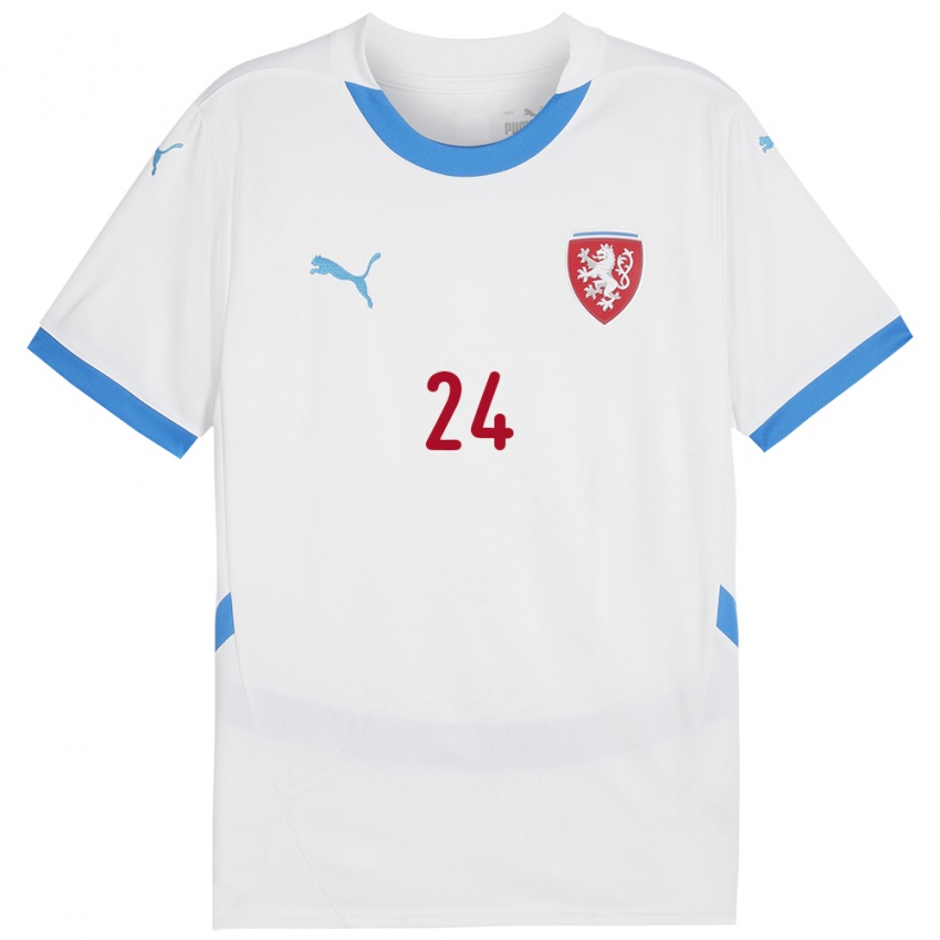 Kinder Tschechien Tomas Vlcek #24 Weiß Auswärtstrikot Trikot 24-26 T-Shirt