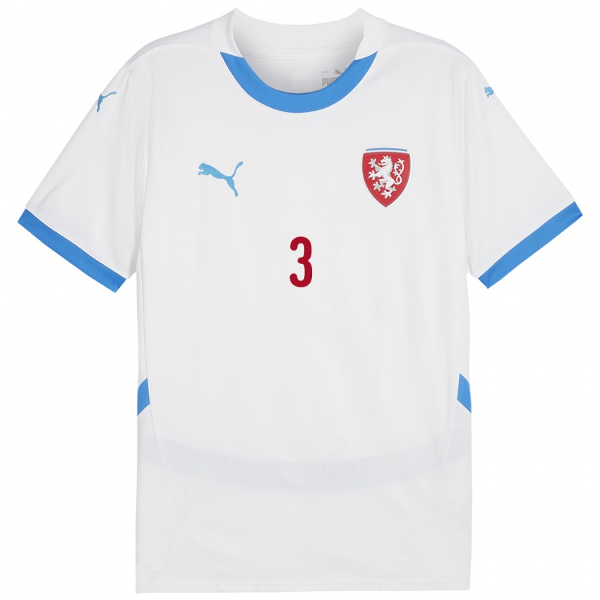 Kinder Tschechien Jakub Podkalsky #3 Weiß Auswärtstrikot Trikot 24-26 T-Shirt