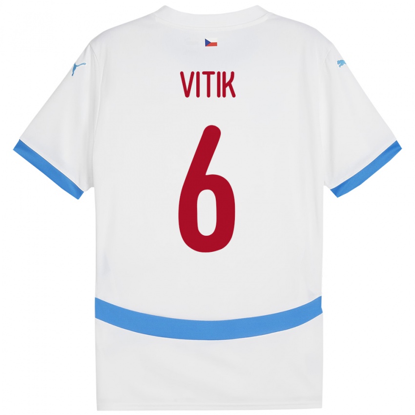 Kinder Tschechien Martin Vitík #6 Weiß Auswärtstrikot Trikot 24-26 T-Shirt