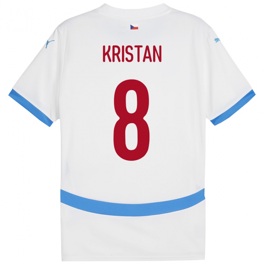 Kinder Tschechien Jakub Kristan #8 Weiß Auswärtstrikot Trikot 24-26 T-Shirt