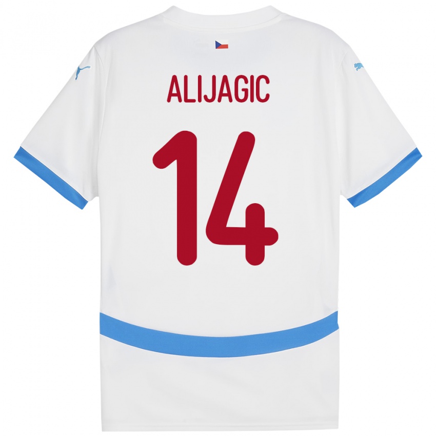 Kinder Tschechien Denis Alijagic #14 Weiß Auswärtstrikot Trikot 24-26 T-Shirt