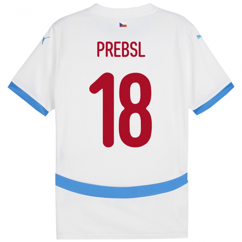 Kinder Tschechien Filip Prebsl #18 Weiß Auswärtstrikot Trikot 24-26 T-Shirt