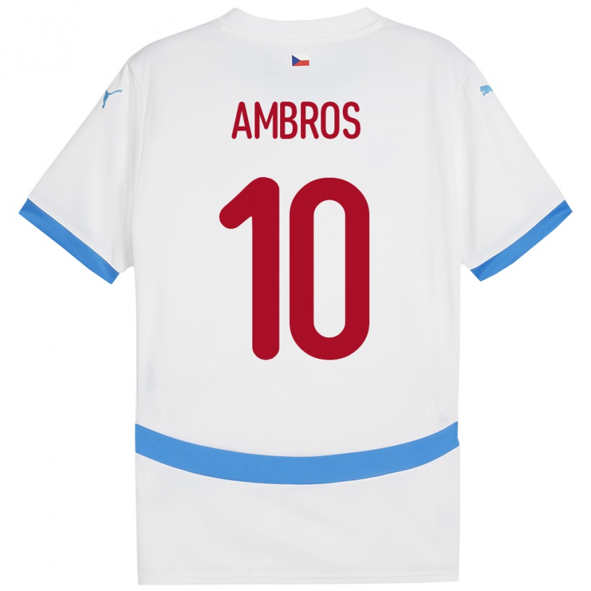 Kinder Tschechien Lukas Ambros #10 Weiß Auswärtstrikot Trikot 24-26 T-Shirt