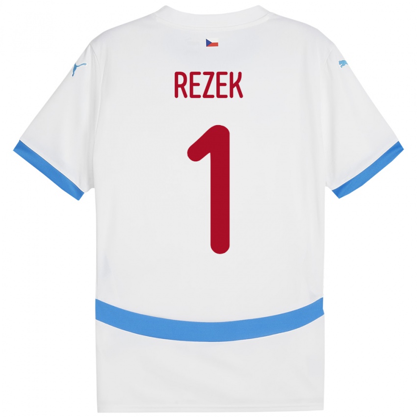 Kinder Tschechien Adam Rezek #1 Weiß Auswärtstrikot Trikot 24-26 T-Shirt