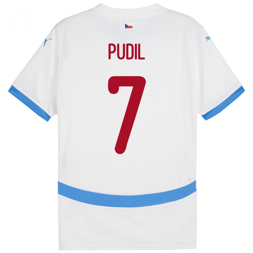 Kinder Tschechien Adam Pudil #7 Weiß Auswärtstrikot Trikot 24-26 T-Shirt