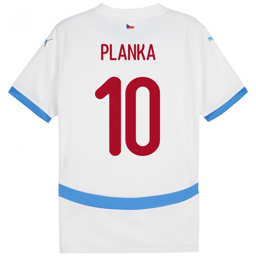 Kinder Tschechien David Planka #10 Weiß Auswärtstrikot Trikot 24-26 T-Shirt