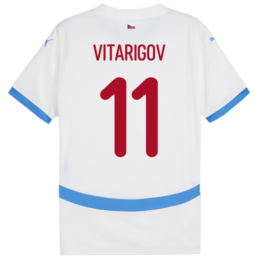 Kinder Tschechien Arsen Vitarigov #11 Weiß Auswärtstrikot Trikot 24-26 T-Shirt