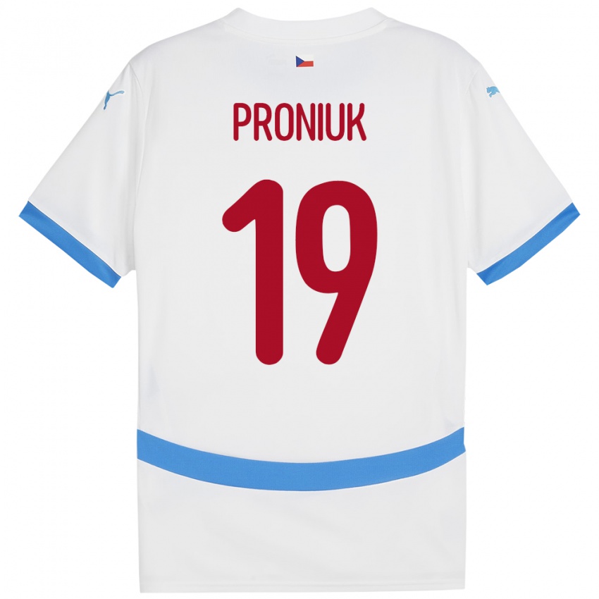Kinder Tschechien Adam Proniuk #19 Weiß Auswärtstrikot Trikot 24-26 T-Shirt