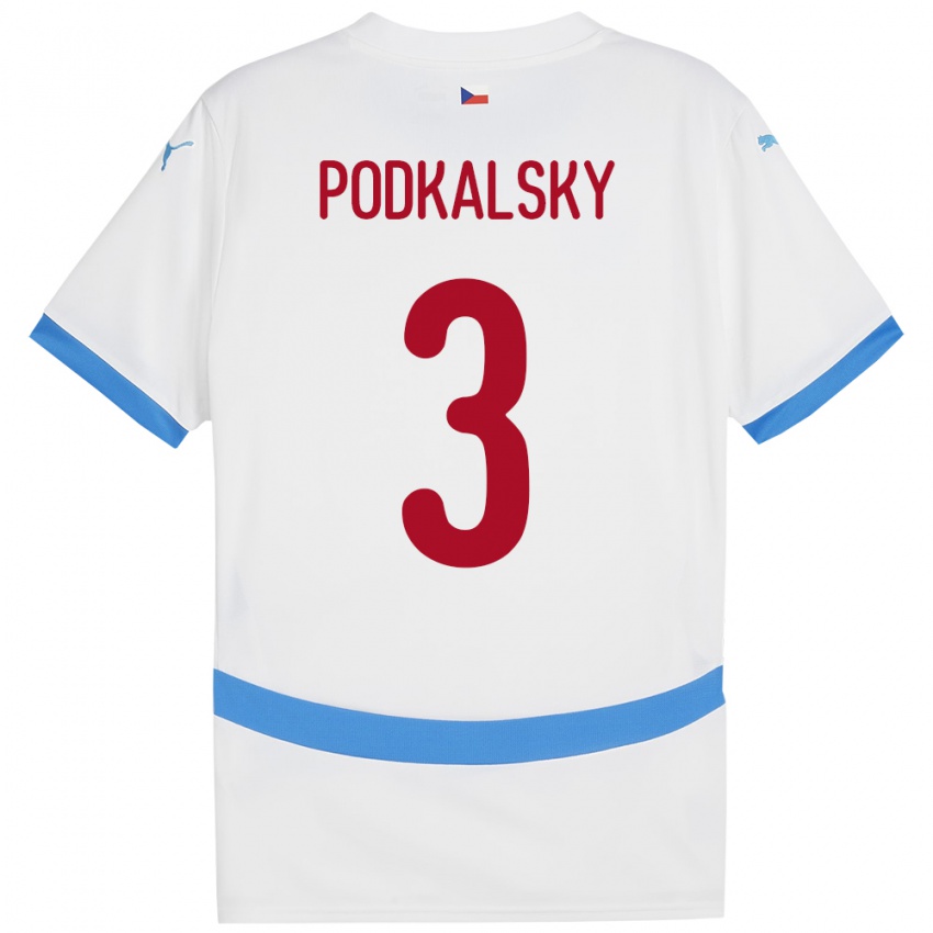 Kinder Tschechien Jakub Podkalsky #3 Weiß Auswärtstrikot Trikot 24-26 T-Shirt