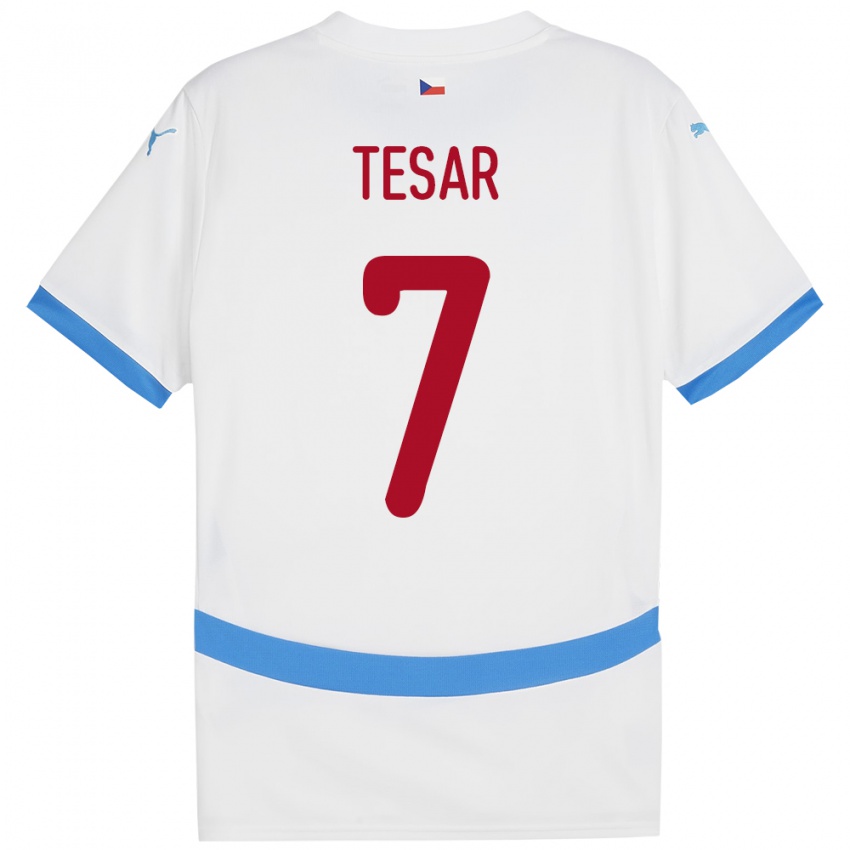 Kinder Tschechien Simon Tesar #7 Weiß Auswärtstrikot Trikot 24-26 T-Shirt