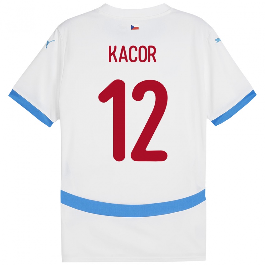 Kinder Tschechien Pavel Kacor #12 Weiß Auswärtstrikot Trikot 24-26 T-Shirt