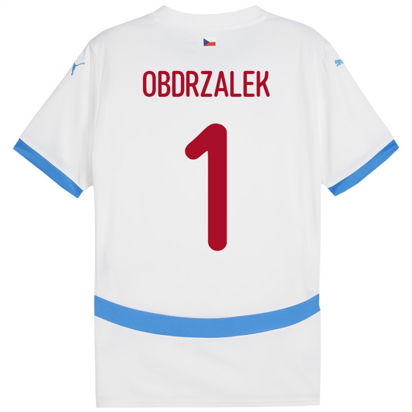 Kinder Tschechien Marek Obdrzalek #1 Weiß Auswärtstrikot Trikot 24-26 T-Shirt