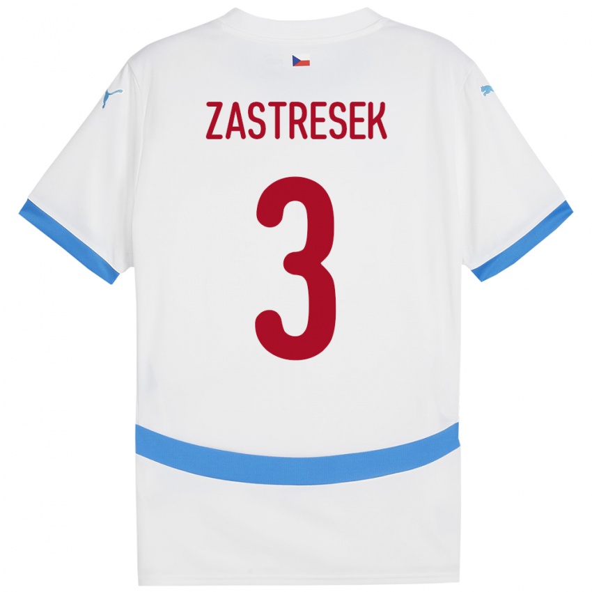 Kinder Tschechien Matous Zastresek #3 Weiß Auswärtstrikot Trikot 24-26 T-Shirt