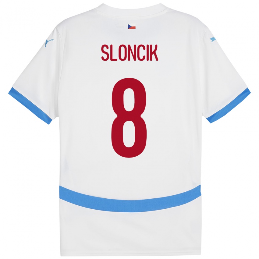 Kinder Tschechien Simon Sloncik #8 Weiß Auswärtstrikot Trikot 24-26 T-Shirt